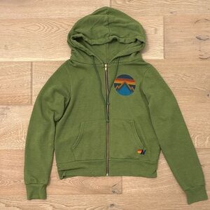 Aviator Nation Olive Hoodie with Rainbow Patch